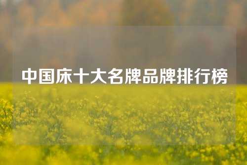 中国床十大名牌品牌排行榜