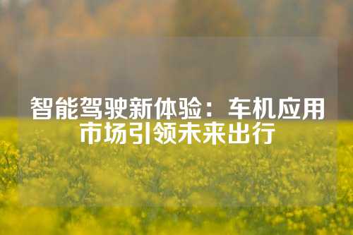 智能驾驶新体验:车机应用市场引领未来出行