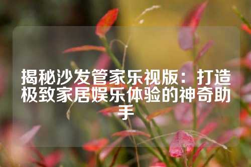 揭秘沙发管家乐视版：打造极致家居娱乐体验的神奇助手