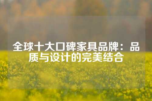 全球十大口碑家具品牌：品质与设计的完美结合