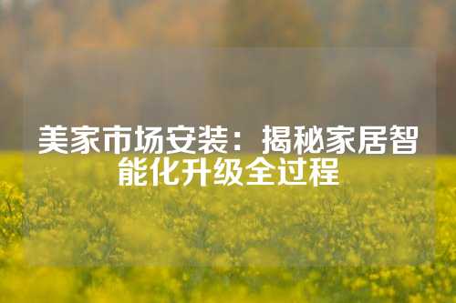 美家市场安装：揭秘家居智能化升级全过程
