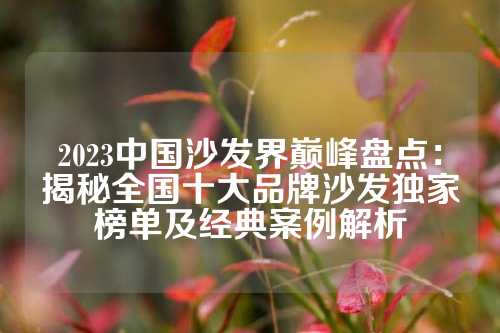 2023中国沙发界巅峰盘点:揭秘全国十大品牌沙发独家榜单及经典案例解析
