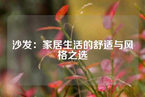 沙发：家居生活的舒适与风格之选
