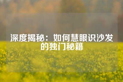 深度揭秘：如何慧眼识沙发的独门秘籍