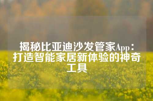 揭秘比亚迪沙发管家App：打造智能家居新体验的神奇工具
