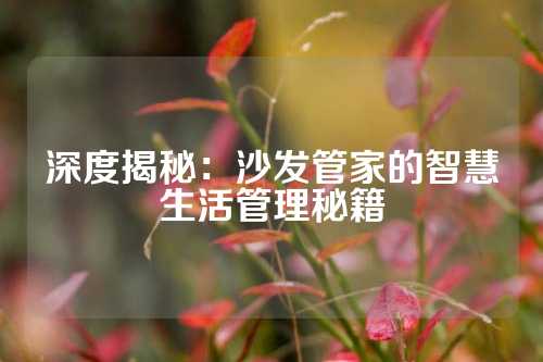 深度揭秘:沙发管家的智慧生活管理秘籍