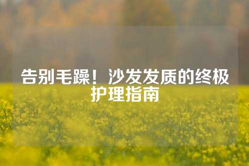 告别毛躁！沙发发质的终极护理指南