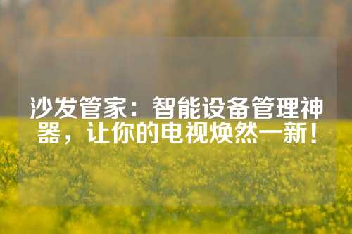 沙发管家：智能设备管理神器，让你的电视焕然一新！
