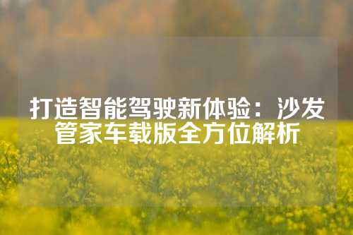 打造智能驾驶新体验：沙发管家车载版全方位解析