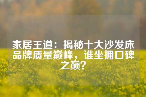 家居王道：揭秘十大沙发床品牌质量巅峰，谁坐拥口碑之巅？