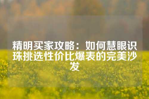 精明买家攻略:如何慧眼识珠挑选性价比爆表的完美沙发