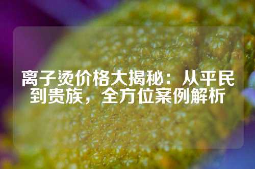 离子烫价格大揭秘：从平民到贵族，全方位案例解析