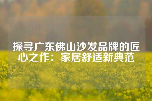 探寻广东佛山沙发品牌的匠心之作：家居舒适新典范