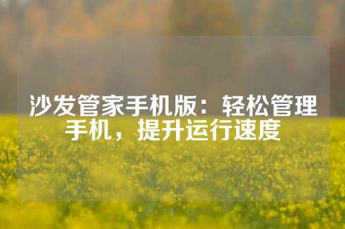 沙发管家手机版：轻松管理手机，提升运行速度