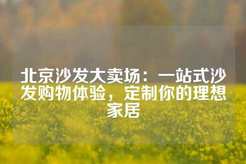 北京沙发大卖场：一站式沙发购物体验，定制你的理想家居