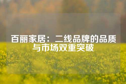 百丽家居：二线品牌的品质与市场双重突破