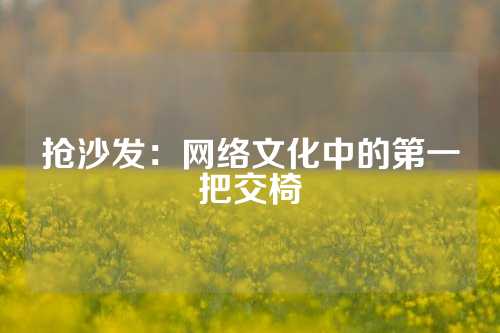 抢沙发：网络文化中的第一把交椅
