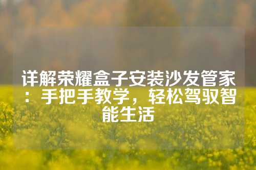 详解荣耀盒子安装沙发管家：手把手教学，轻松驾驭智能生活