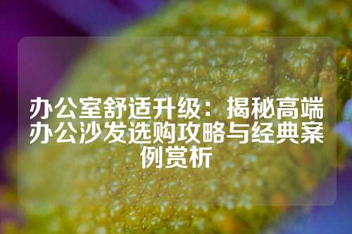 办公室舒适升级：揭秘高端办公沙发选购攻略与经典案例赏析
