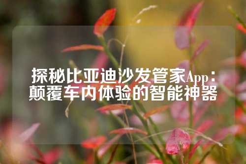 探秘比亚迪沙发管家App：颠覆车内体验的智能神器