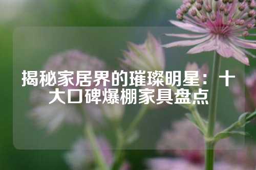 揭秘家居界的璀璨明星：十大口碑爆棚家具盘点