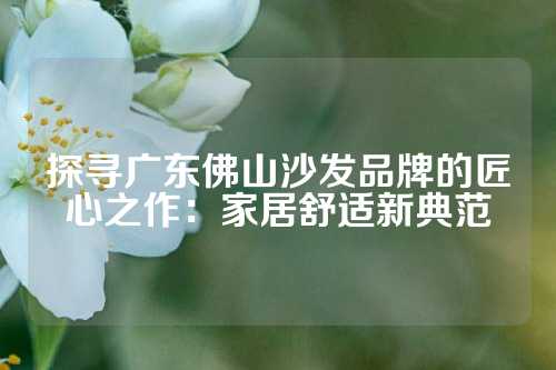 探寻广东佛山沙发品牌的匠心之作：家居舒适新典范