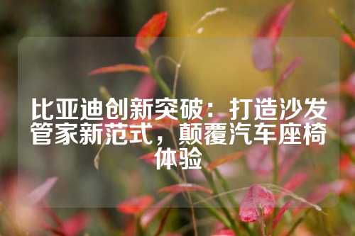 比亚迪创新突破：打造沙发管家新范式，颠覆汽车座椅体验