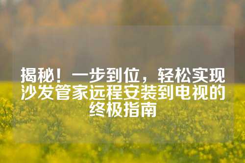 揭秘！一步到位，轻松实现沙发管家远程安装到电视的终极指南