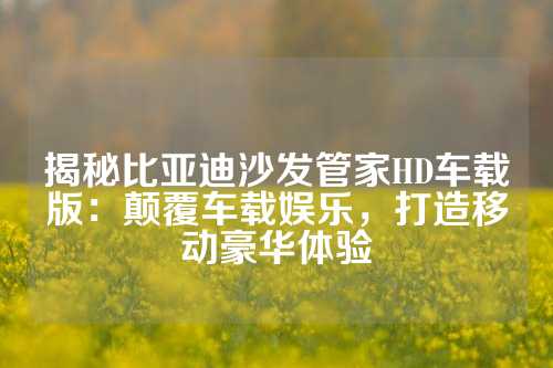 揭秘比亚迪沙发管家HD车载版：颠覆车载娱乐，打造移动豪华体验