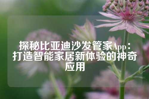 探秘比亚迪沙发管家App：打造智能家居新体验的神奇应用