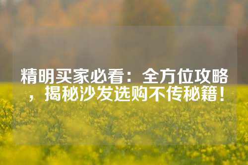 精明买家必看：全方位攻略，揭秘沙发选购不传秘籍！
