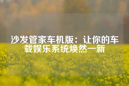 沙发管家车机版：让你的车载娱乐系统焕然一新