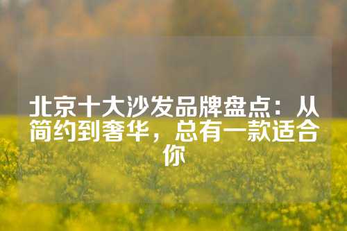 北京十大沙发品牌盘点：从简约到奢华，总有一款适合你