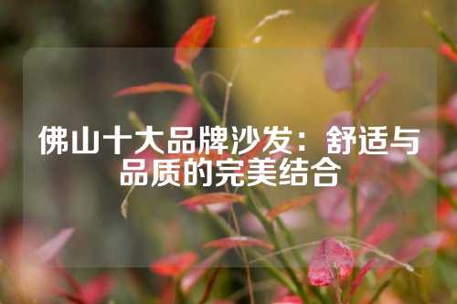 佛山十大品牌沙发：舒适与品质的完美结合