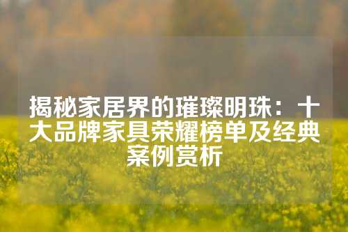 揭秘家居界的璀璨明珠：十大品牌家具荣耀榜单及经典案例赏析