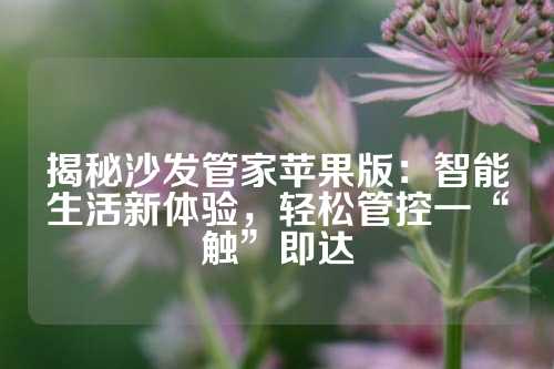 揭秘沙发管家苹果版：智能生活新体验，轻松管控一“触”即达