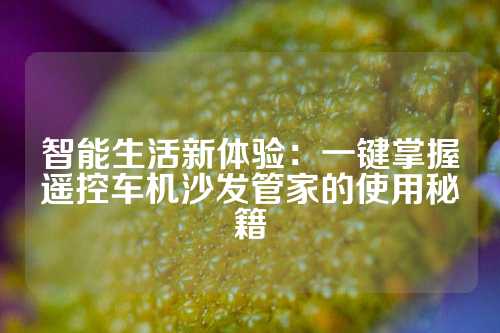 智能生活新体验：一键掌握遥控车机沙发管家的使用秘籍