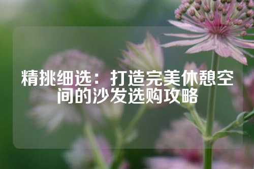 精挑细选：打造完美休憩空间的沙发选购攻略