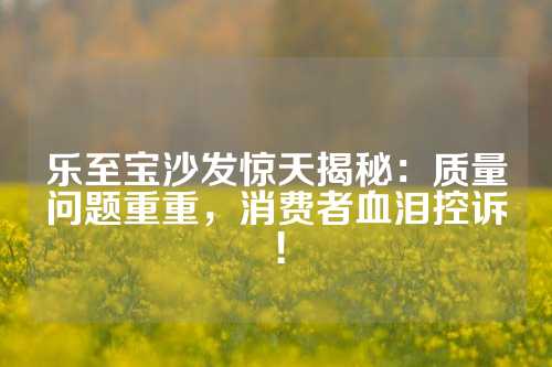 乐至宝沙发惊天揭秘：质量问题重重，消费者血泪控诉！
