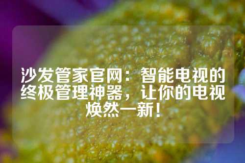 沙发管家官网：智能电视的终极管理神器，让你的电视焕然一新！