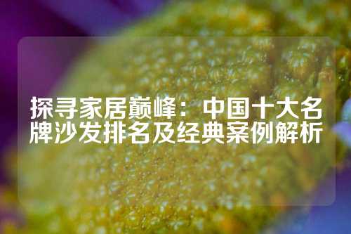 探寻家居巅峰：中国十大名牌沙发排名及经典案例解析