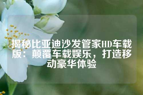 揭秘比亚迪沙发管家HD车载版：颠覆车载娱乐，打造移动豪华体验