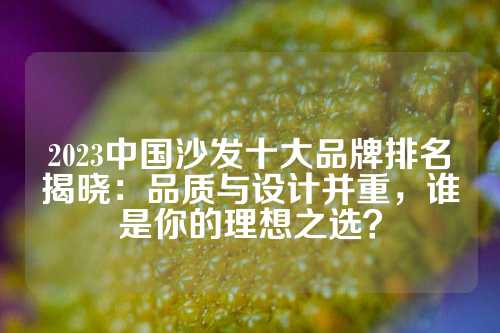 2023中国沙发十大品牌排名揭晓：品质与设计并重，谁是你的理想之选？