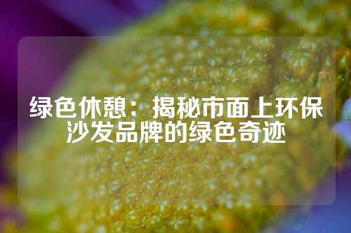 绿色休憩：揭秘市面上环保沙发品牌的绿色奇迹